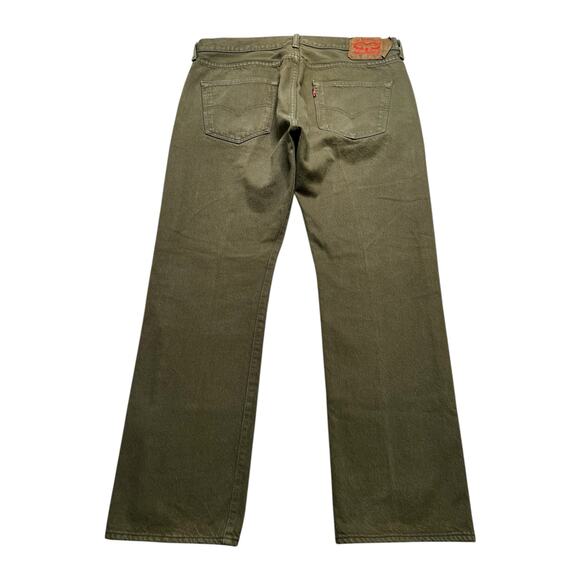 Levis 501 Jeans Mens 34x29 Green Button Fly Straight Fit Denim Waterless Casual - Picture 4 of 13